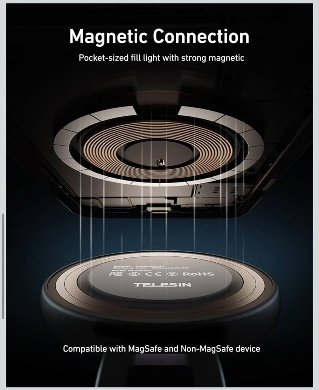 TELESIN Magnetic Mobile Fill Light / Selfie Ring Light