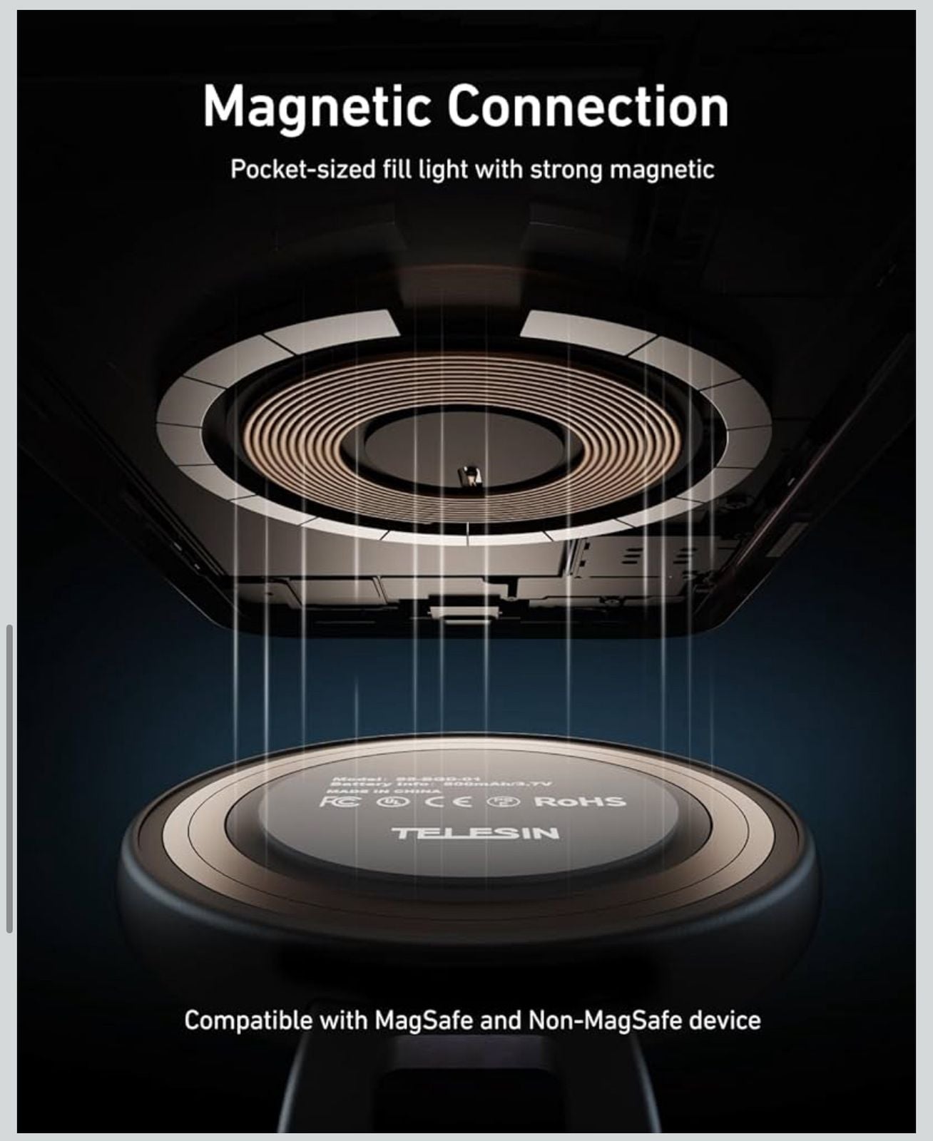 TELESIN Magnetic Mobile Fill Light / Selfie Ring Light