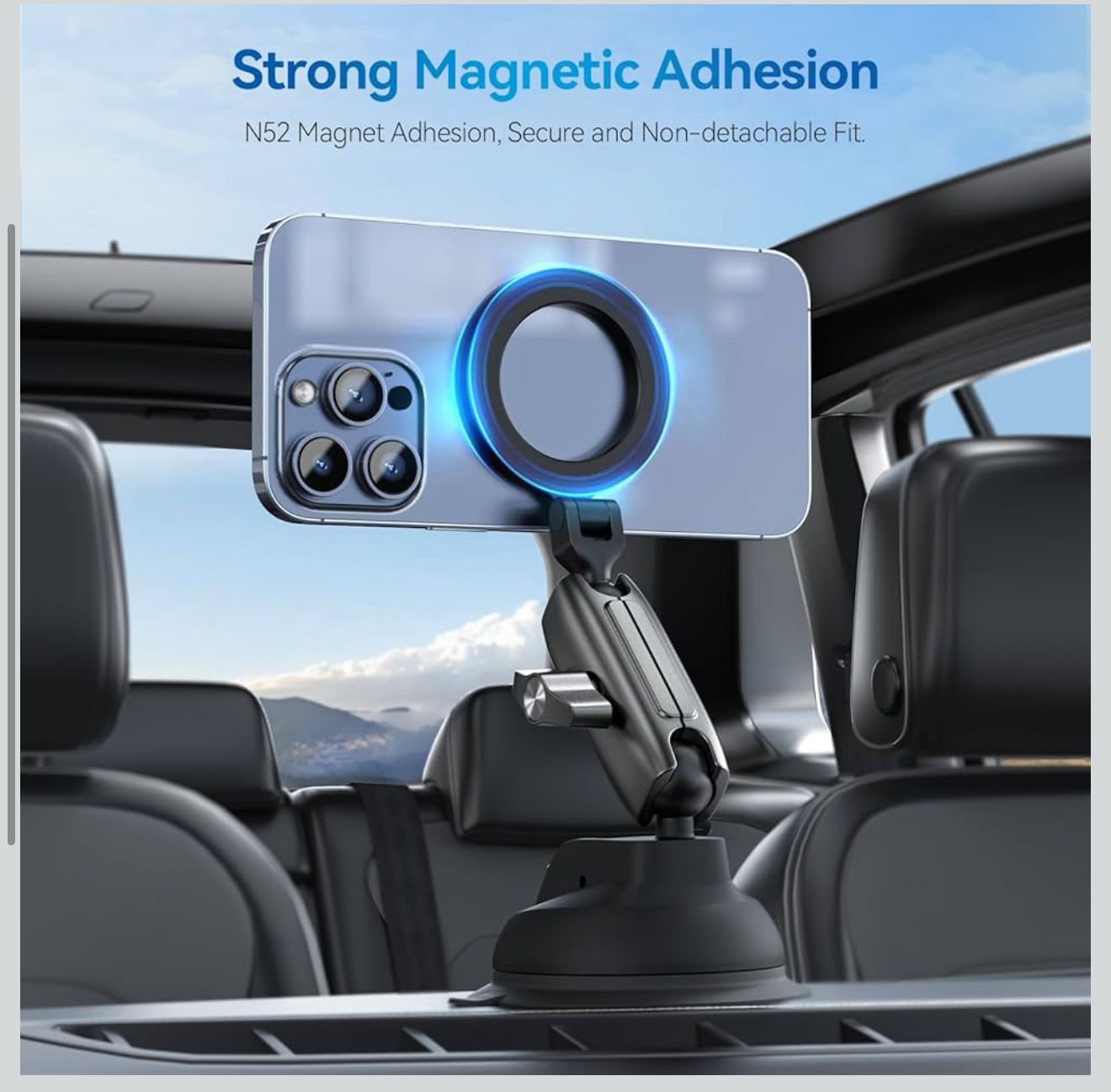 Telesin Magnetic Car Mount Holder (MagSafe N52 Suction Phone Stand)