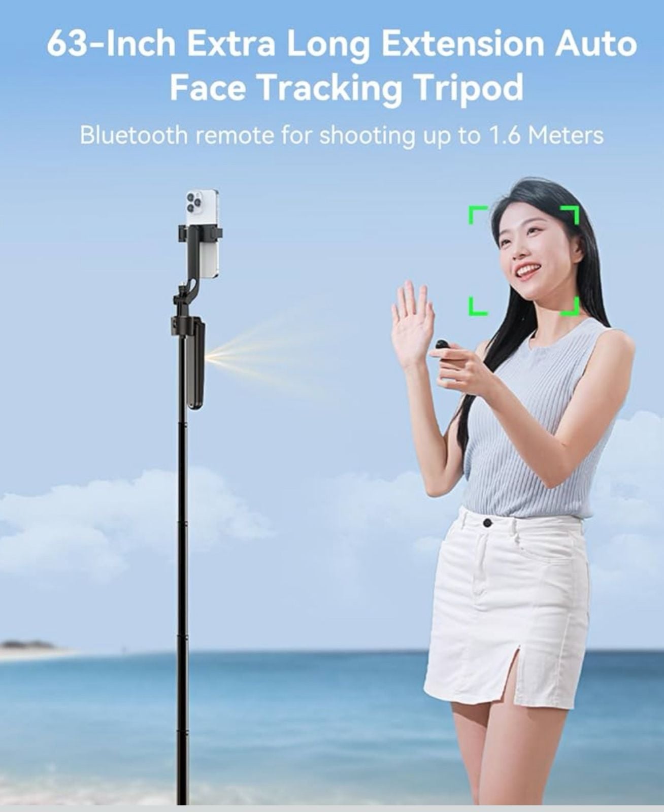 Telesin 63-Inch Auto Face Tracking Tripod with Bluetooth Remote